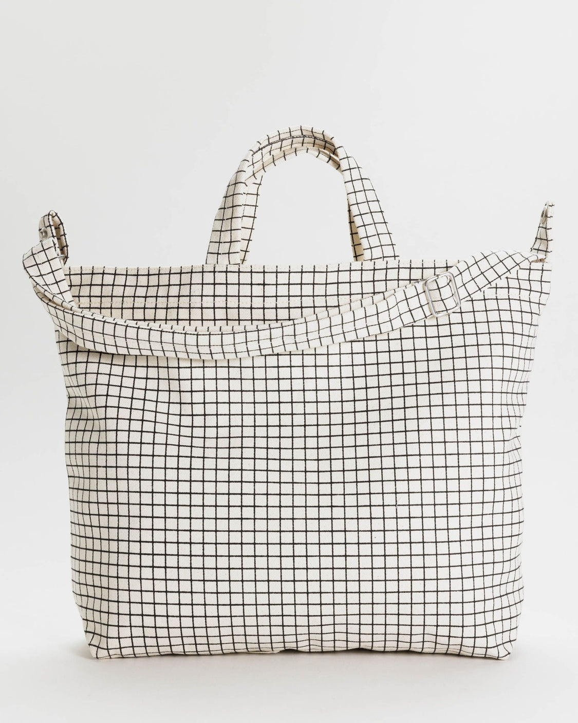 Horizontal Zip Duck Bag - Natural Grid - Travel Market Haul