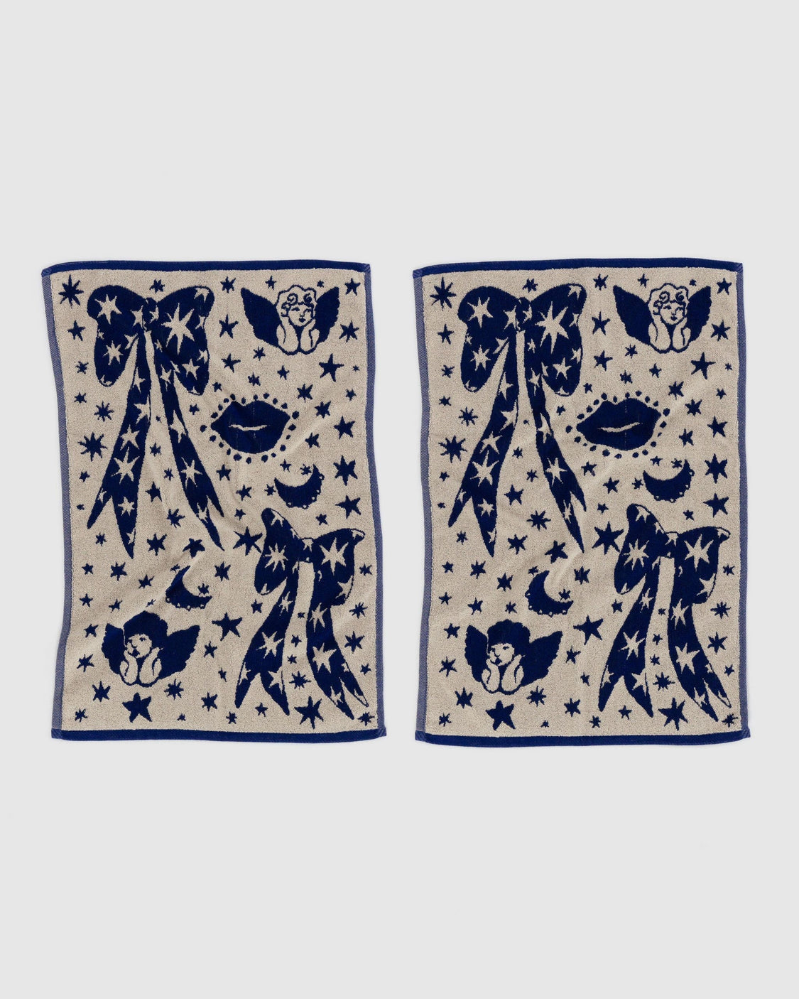 Hand Towel Set of 2 - Cherub Bows - Pocket Tag
