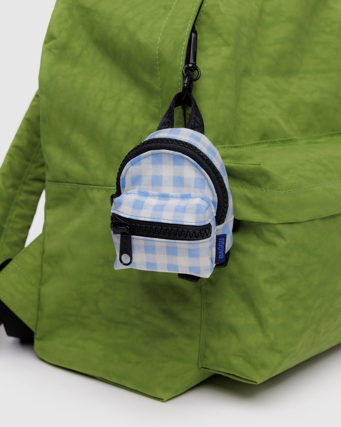 Backpack Charm - Light Blue Gingham - Bag Carry Charm