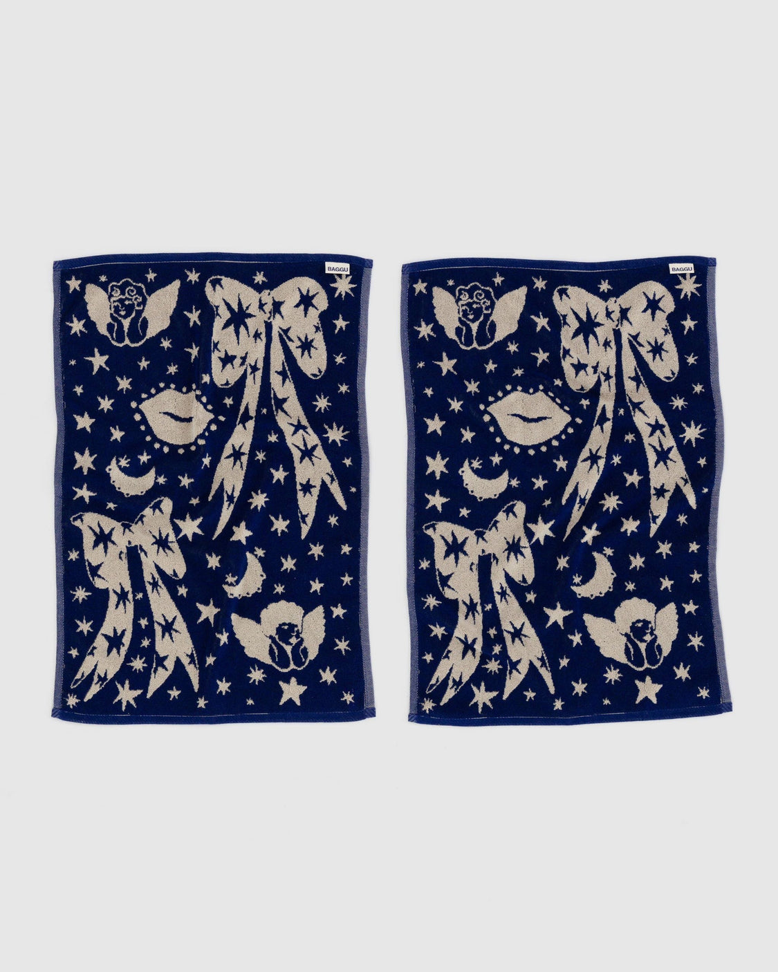 Hand Towel Set of 2 - Cherub Bows - Pocket Tag