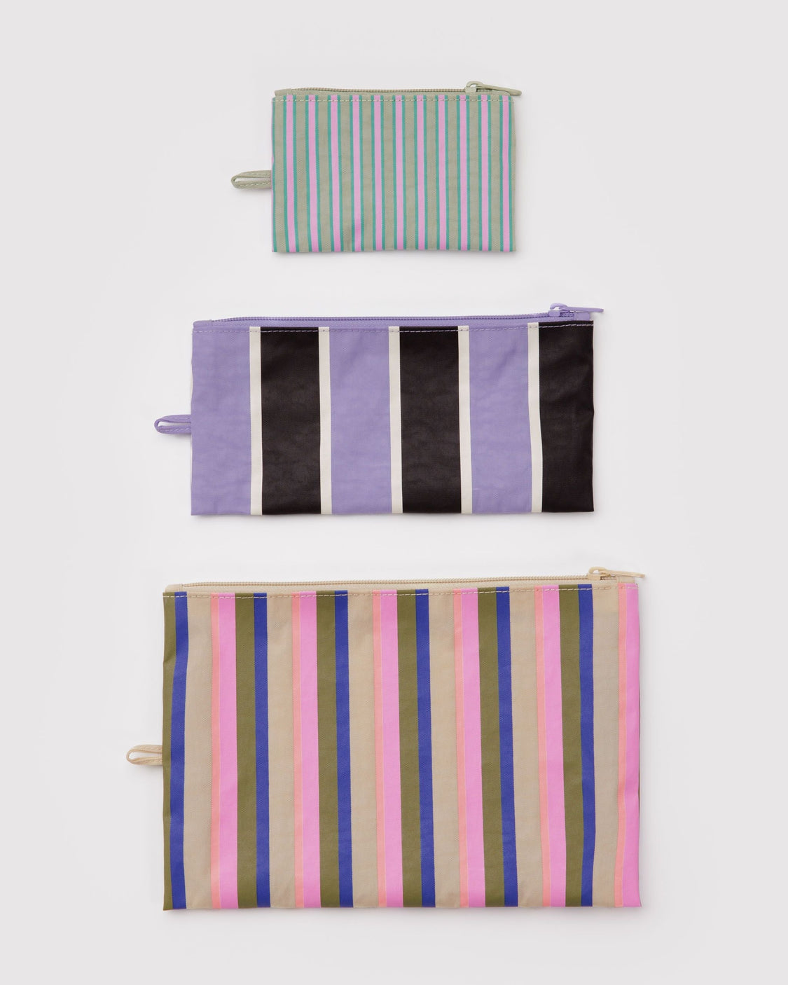 Flat Pouch Set - Candy Shop Stripes - Bright Zip Trio