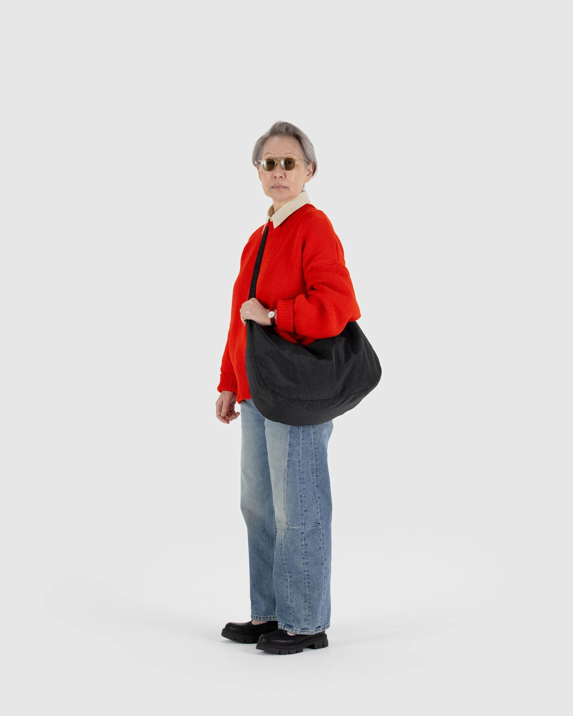 Large Nylon Crescent Bag - Black - Lite Utility Bag