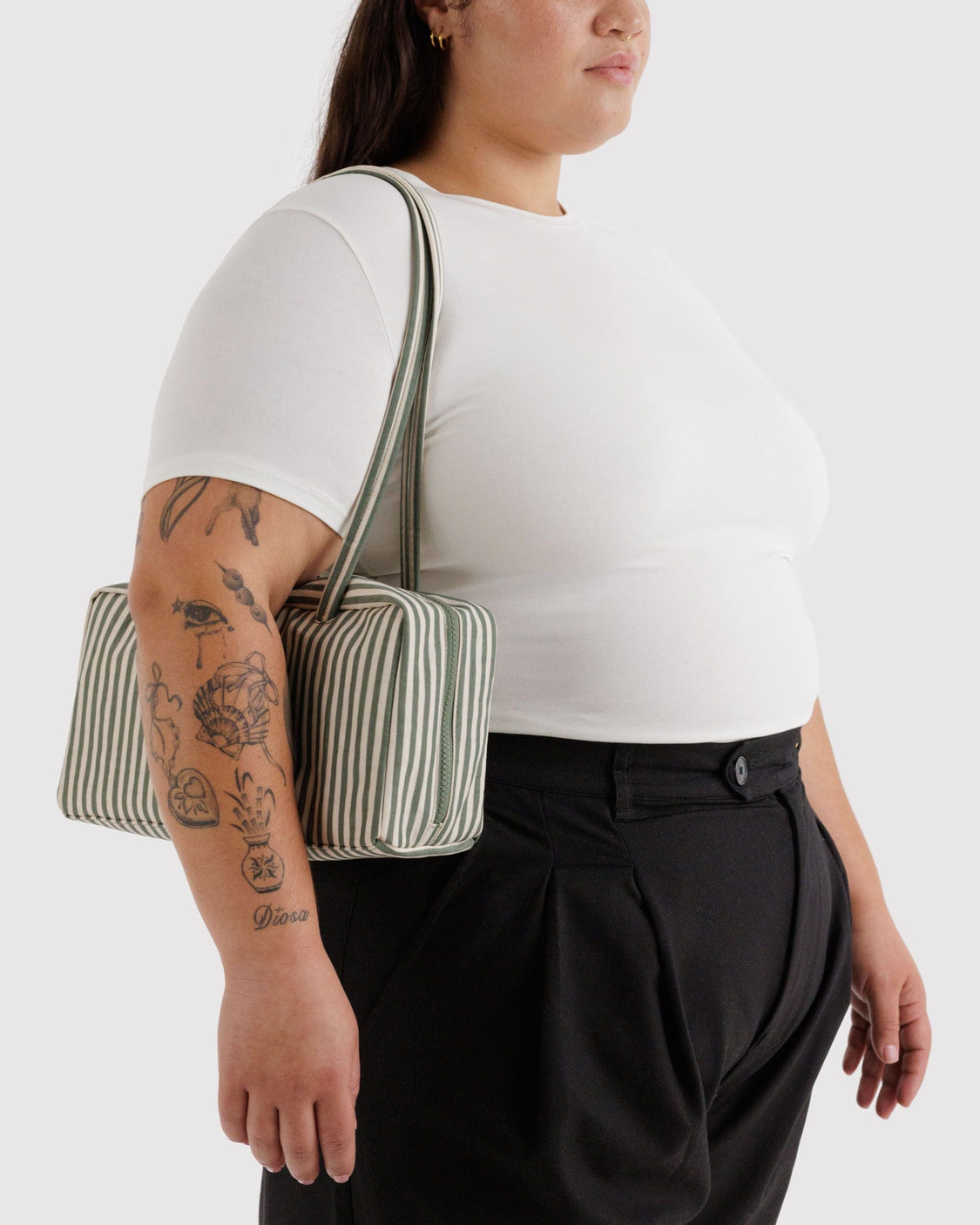 Nylon Bowler Bag - Sage Stripe - Fresh Ready